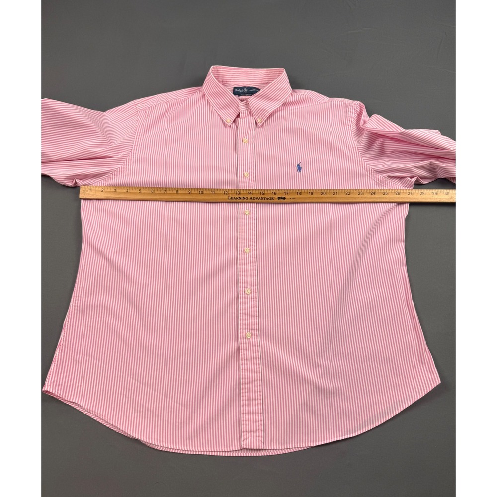Ralph Lauren Polo XXL Custom Fit Pink White Stripe Cotton Button Down Shirt Mens - Picture 8 of 15